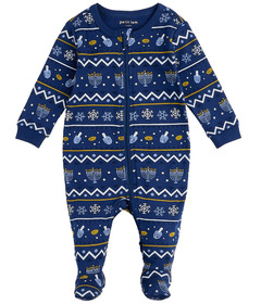 petit lem Sleeper Hanukkah Fair Isle Navy