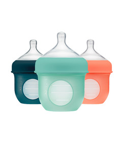 Boon Nursh Silicone Bottles Mint/Cantaloupe/Navy