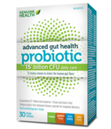Probiotique amélioré Genuine Health santé intestinale 15 mds d'UFC