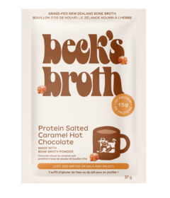 image of Beck's Broth Protein Bone Broth Salted Caramel Hot Chocolate Powder with sku:331868
