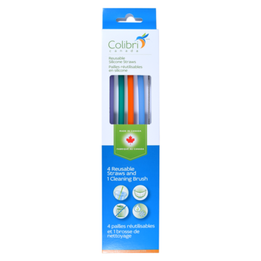 Colibri Silicone Straws + Cleaner Multicolour Colibri Silicone Straws + Cleaner Multicolour