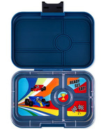Yumbox Tapas 4 Compartment Monte Carlo Blue with Race Cars Tray
