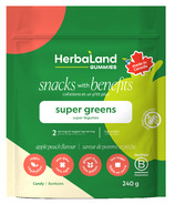 Collations Herbaland avec bienfaits Gummies Super Greens Pomme Pêche