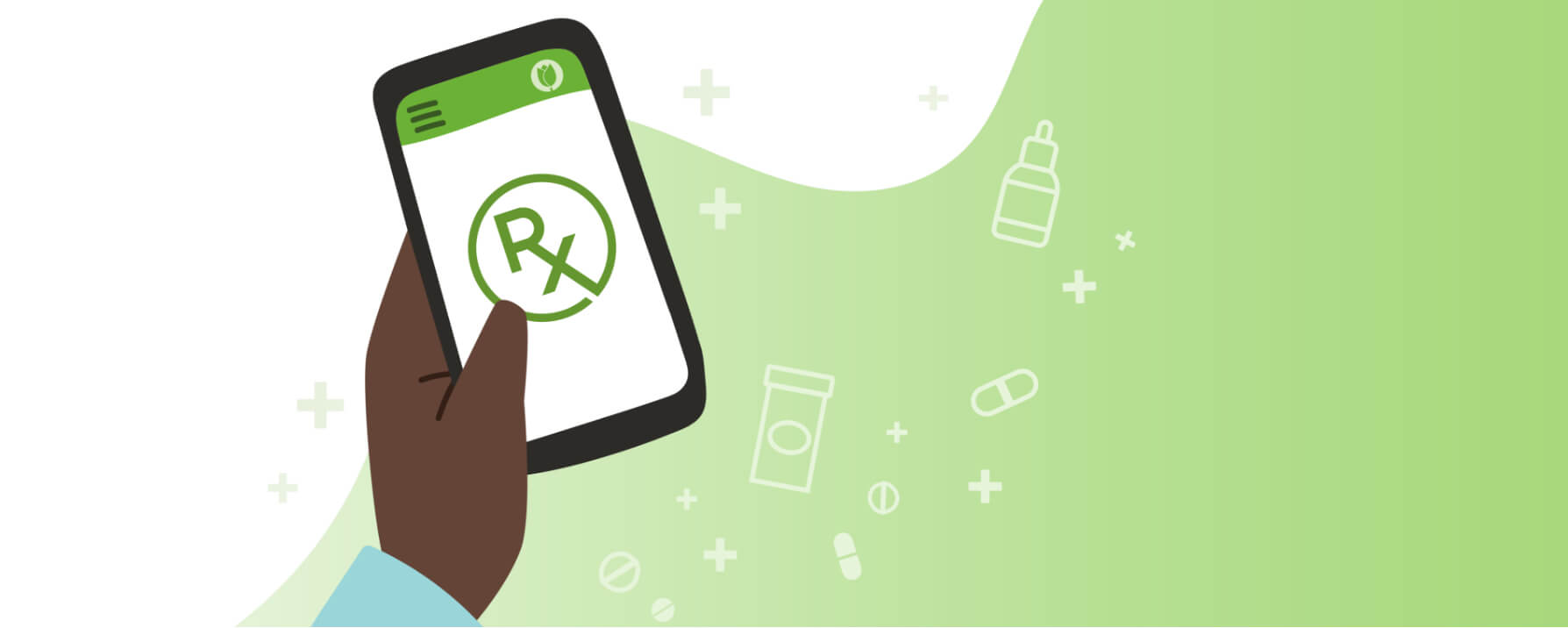 icon of person holding phone that displays Rx on the
          screen