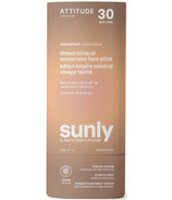 ATTITUDE Sunly Tint Face Stick MinéraL Non ParfumÉ SPF30 