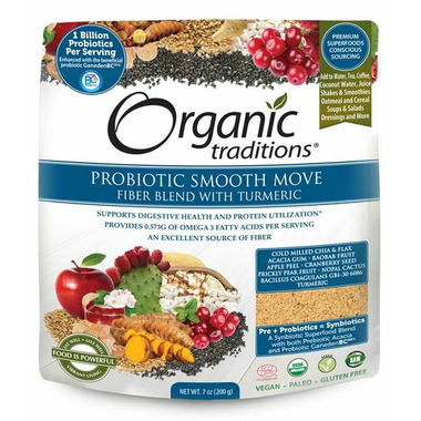 Organic Traditions Probiotic Smooth Move Fiber Blend with Turmeric Organic Traditions Probiotic Smooth Move Fiber Blend with Turmeric