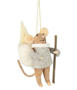 Silver Tree Ornament Felt Hiking Mouse 