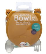 Melii Bol en silicone avec couvercle & Utensils Bear