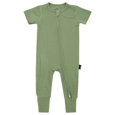 Buy Belan.J Ribbed Bamboo Short Sleeve Zipper Romper Clover at