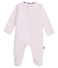 Magnetic Me Pointelle Footie Love Lines Pink