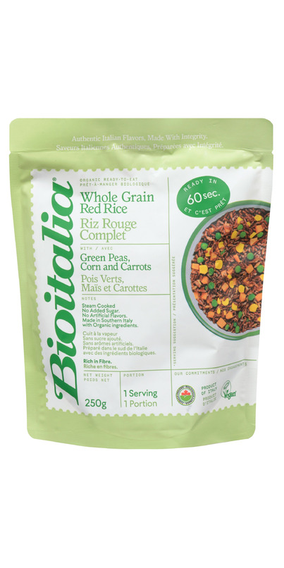 Buy Bioitalia Whole Grain Red Rice with Green Peas, Corn and Carrots at ...