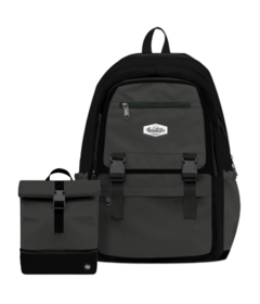 Headster Kids Colourblock Backpack & Lunchbox Pepper Charcoal Bundle