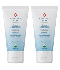 Shoosha Organic Sensitive Skin, Face & Body Lotion Fragrance Free Bundle