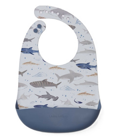 Loulou Lollipop Silicone Bib Printed Smiley Sharks