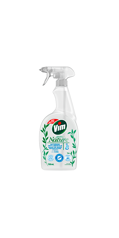 Vim Power & Shine Spray Cleaner removes limescale and soap scum