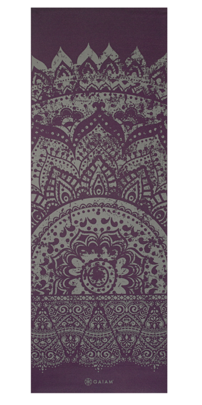 Gaiam 6mm Premium Reversible Print Yoga Mat Plum Etching