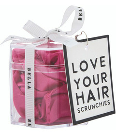 Bella Sleep + Spa Satin Scrunchie Set Hot Pink