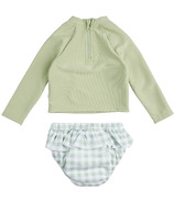 petit lem Baby Girl Long Sleeve Top and Swim Diaper Swim Set Knit Green