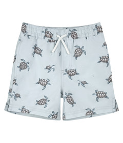 Petit Lem Swim Trunks Sea Turtles Print on Light Blue