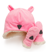 Kombi Infant Sherpa Hat & Mitt Set Cotton Candy