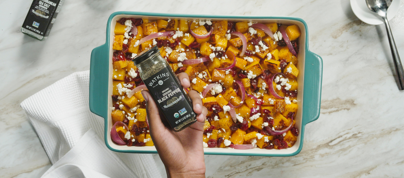 Roasted Butternut Squash pan with Wakins product