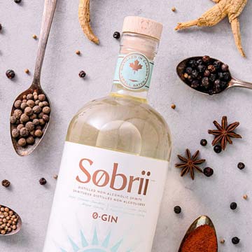 bottle of sobrii non-alcoholic spirit