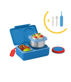 OmieLife OmieBox UP Bento Box Cosmic Blue + Utensil Set Bundle
