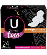 Serviettes hygiéniques U by Kotex Ultra Thin Teen avec protection de nuit Wings