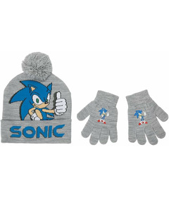 Bioworld Pompom Beanie and Glove Set Sonic The Hedgehog
