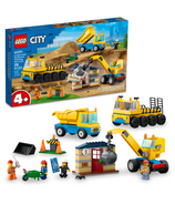 Camions de construction et grue à boule de démolition LEGO City