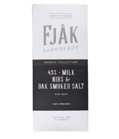 Fjak Nibs & Oak Smoked Salt 45% Milk Chocolate Bar