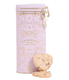 Cartwright & Butler Raspberry & White Chocolate Biscuits in Heart Tin