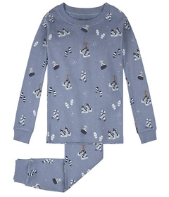 petit lem PJ Set Cozy Winter Accessories Print on Blue