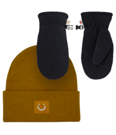 Hot Paws Boys Amber Hat and Black Mittens Bundle