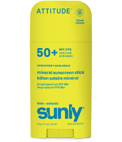 ATTITUDE Sunly Mineral Sunscreen Face & Body Stick Kids SPF 50 Unscented