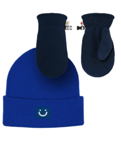 Hot Paws Boys Hat and Mittens Blue Bundle