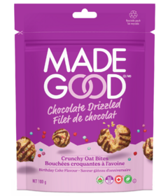 MadeGood Bouchées croquantes à l'avoine nappées de chocolat, saveur gâteau d'anniversaire