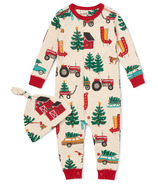 Little Blue House by Hatley Baby Coverall & Hat Set Christmas Tree Farm