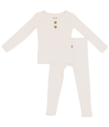 Kyte BABY Ribbed Henley Long Sleeve and Pant Set Oat