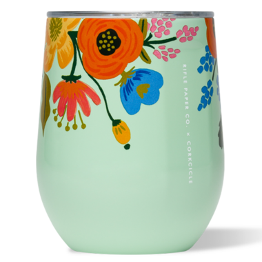 Corkcicle Rifle Paper Co. Stemless Gloss Mint Lively Floral Corkcicle Rifle Paper Co. Stemless Gloss Mint Lively Floral