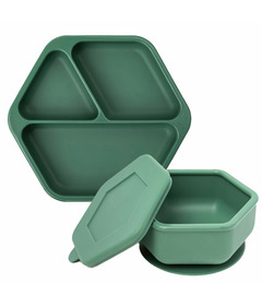 Tiny Twinkle Silicone Tableware Bundle Olive Green