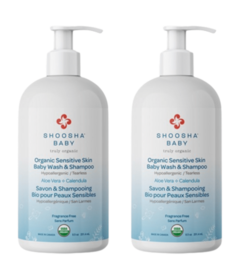 Shoosha Organic Sensitive Skin Baby Wash & Shampoo Fragrance Free Bundle