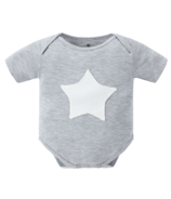 Earth Baby Outfitters Short Sleeve Bamboo Embroidery Onesie Grey Star