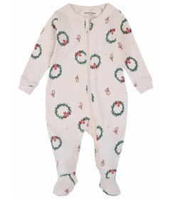 Petit Lem Sleeper Light Pink with Wreaths Print