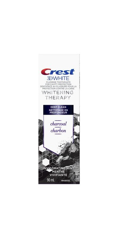 Crest Charcoal 3D White Toothpaste, Whitening Therapy, with Ginger Oil,  Zesty Mint flavor, 4.1 oz