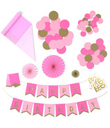 Hallmark Crayola Color Pop Party Decorations Set Tickle Me Pink and Gold