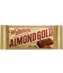 Whittaker's Milk Chocolate Bar Fresh Roasted Almond Gold Slab