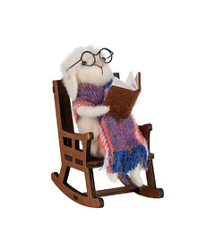 Silver Tree Felt Lamb in Rocking Chair Tabletop Piece