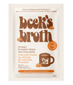 image of Beck's Broth Protein Bone Broth Pumpkin Spice Hot Chocolate Powder with sku:338751