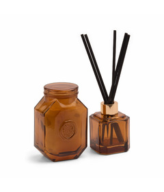 Paddywax Botanica Amber Glass Diffuser & Soy Candle Leather & Smoke